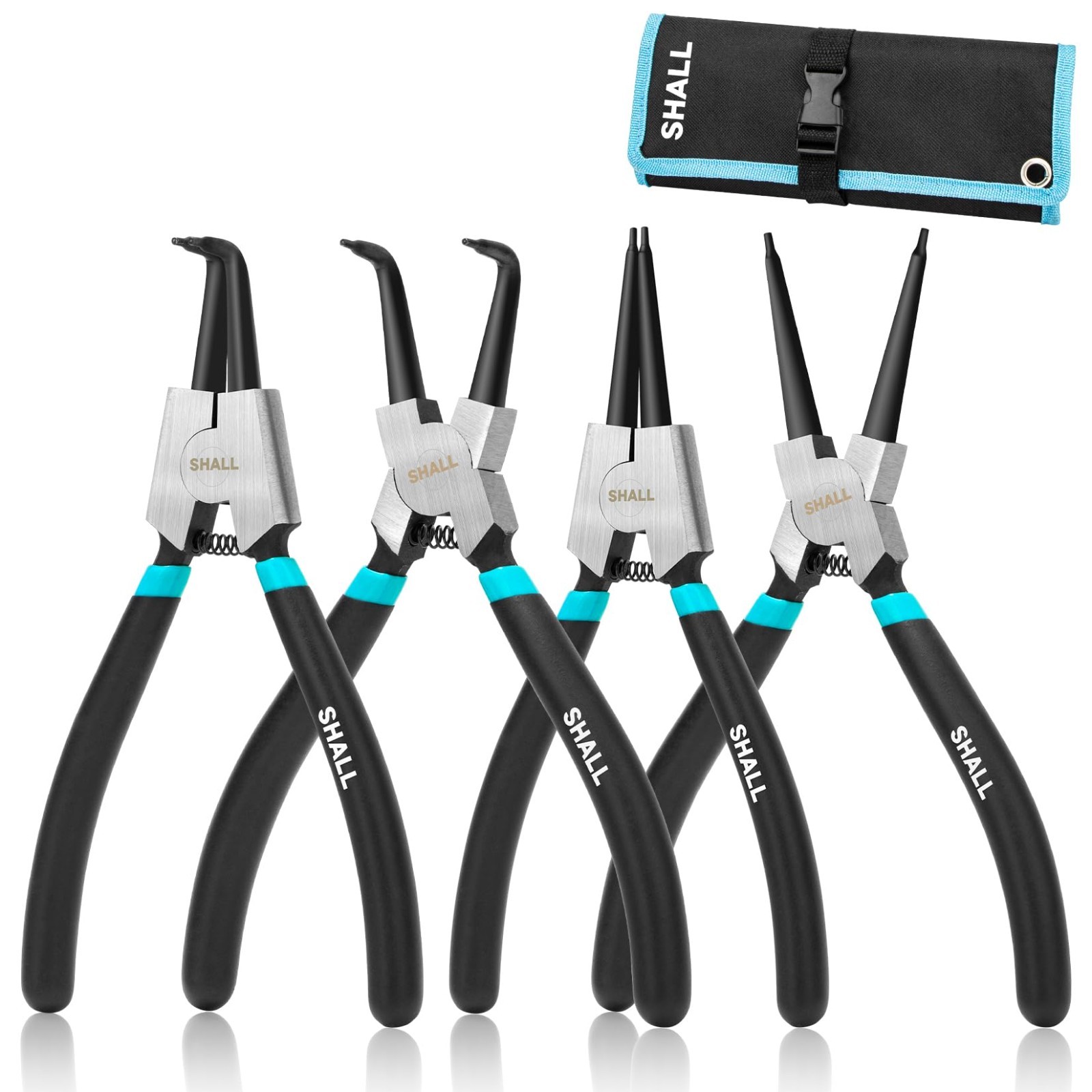 4PCS Snap Ring Pliers Set – 7″ Internal External Circlip & C-Clip Tools, Heavy D