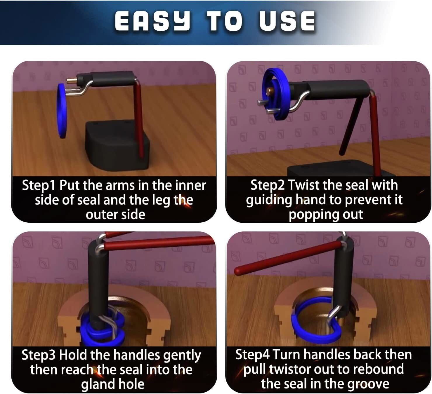 Rod Seal Install Tool Set Hydraulic U-Cup Twistor Installation With a Seal Pick