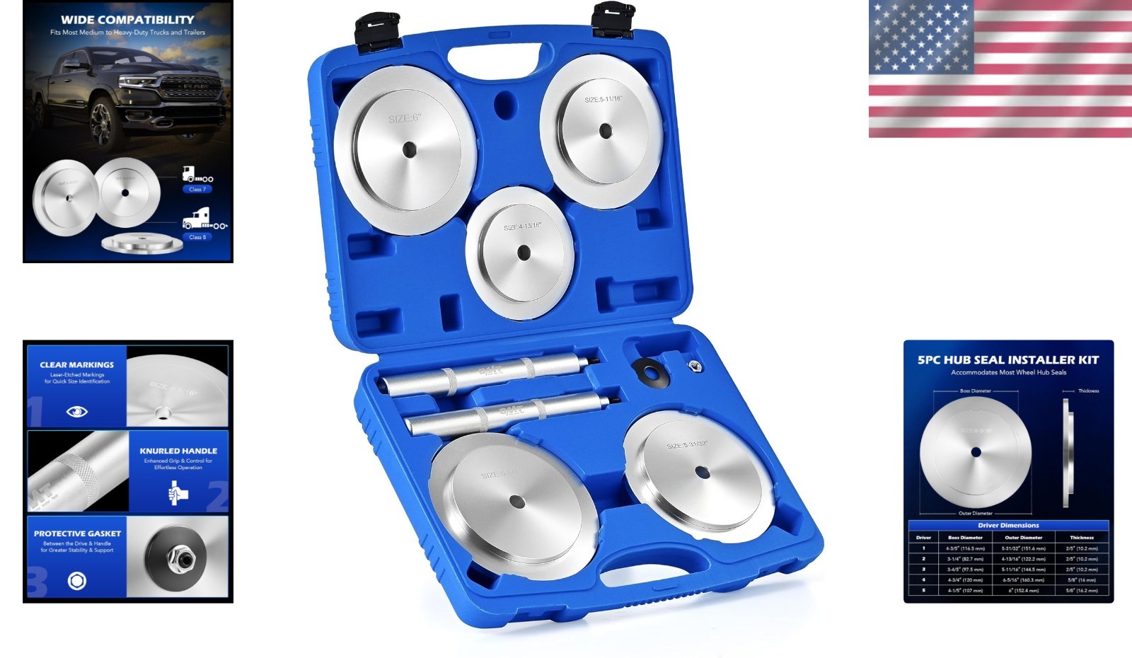 9-Piece Heavy-Duty Seal Driver Set for Class 7 & 8 Trucks – Durable & Efficient