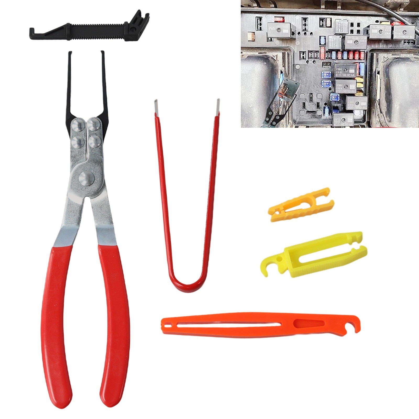 Vehicle Relay Fuse Puller Tool Set Made of ABS Metal and Stainless Steel 4 Pack