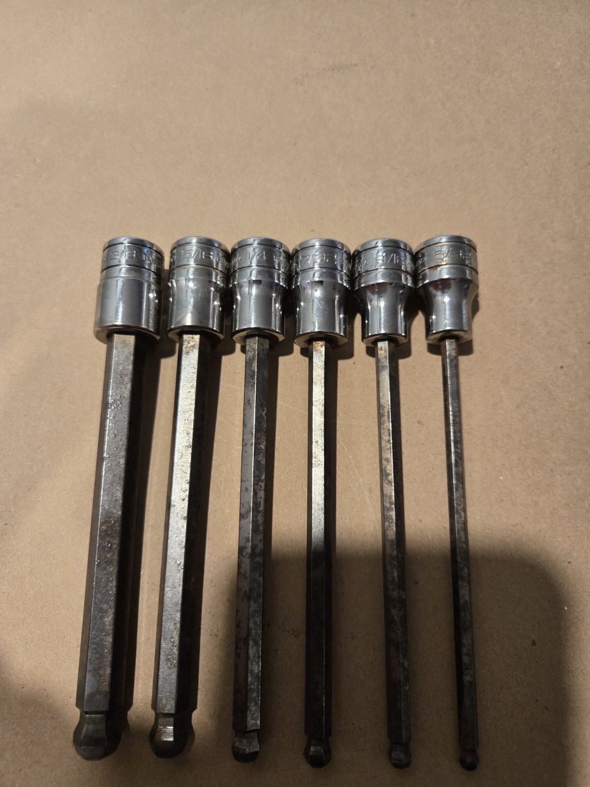 Snap On 3/8″ Drive 5/32-3/8 SAE Long Ball Hex Bit Driver Socket Set USA 206EFABL