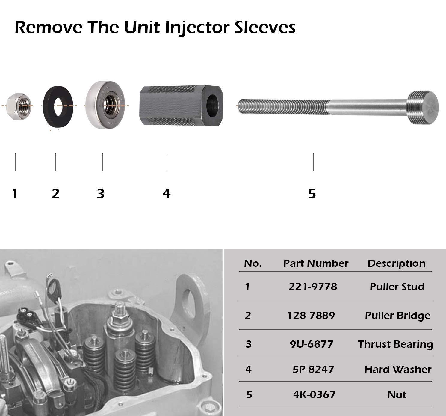 9U-6891 For CAT 3406E C10 C12 C15 C16 C-18 Injector Sleeve Remover Installer Set