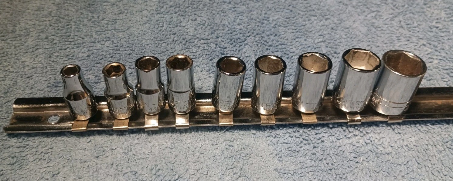 Craftsman 1/4″ Dr. SAE Chrome 9 PC. Socket Set 3/16″-1/2″ 6pt, See Description