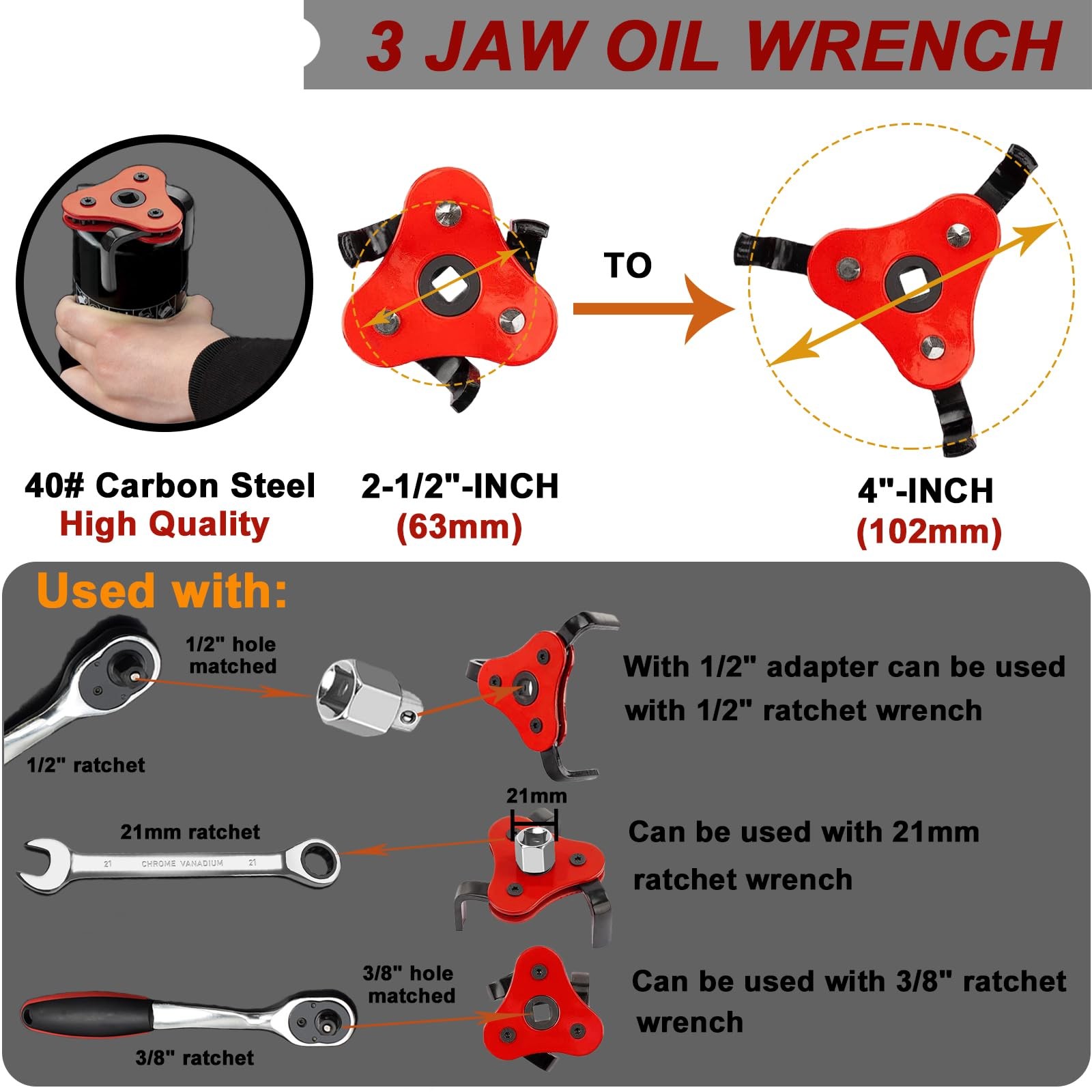 4-Piece Oil Filter Pliers Set 3-Jaw Wrench 9″ and 12″ Pliers Snap Funnel