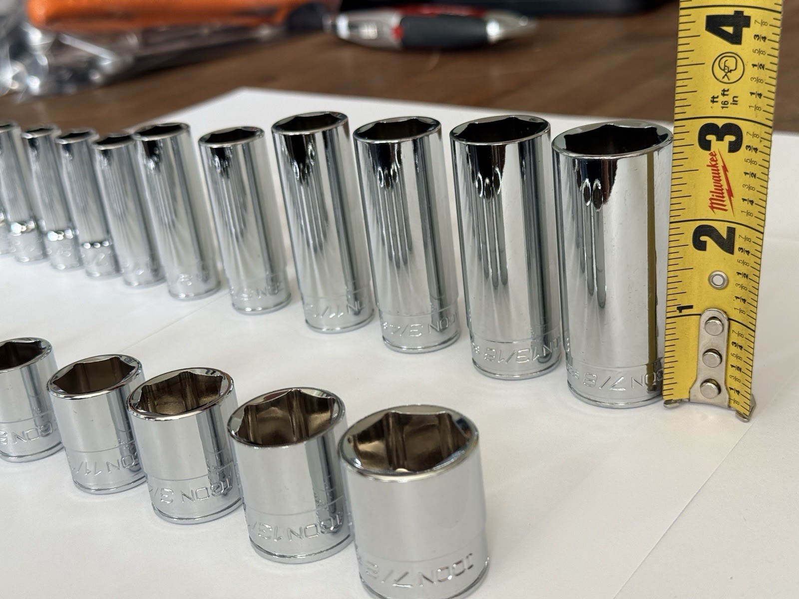 ICON Professional 3/8” Drive 6Pt SAE Shallow/Deep Socket Chrome-Choose Size SAE