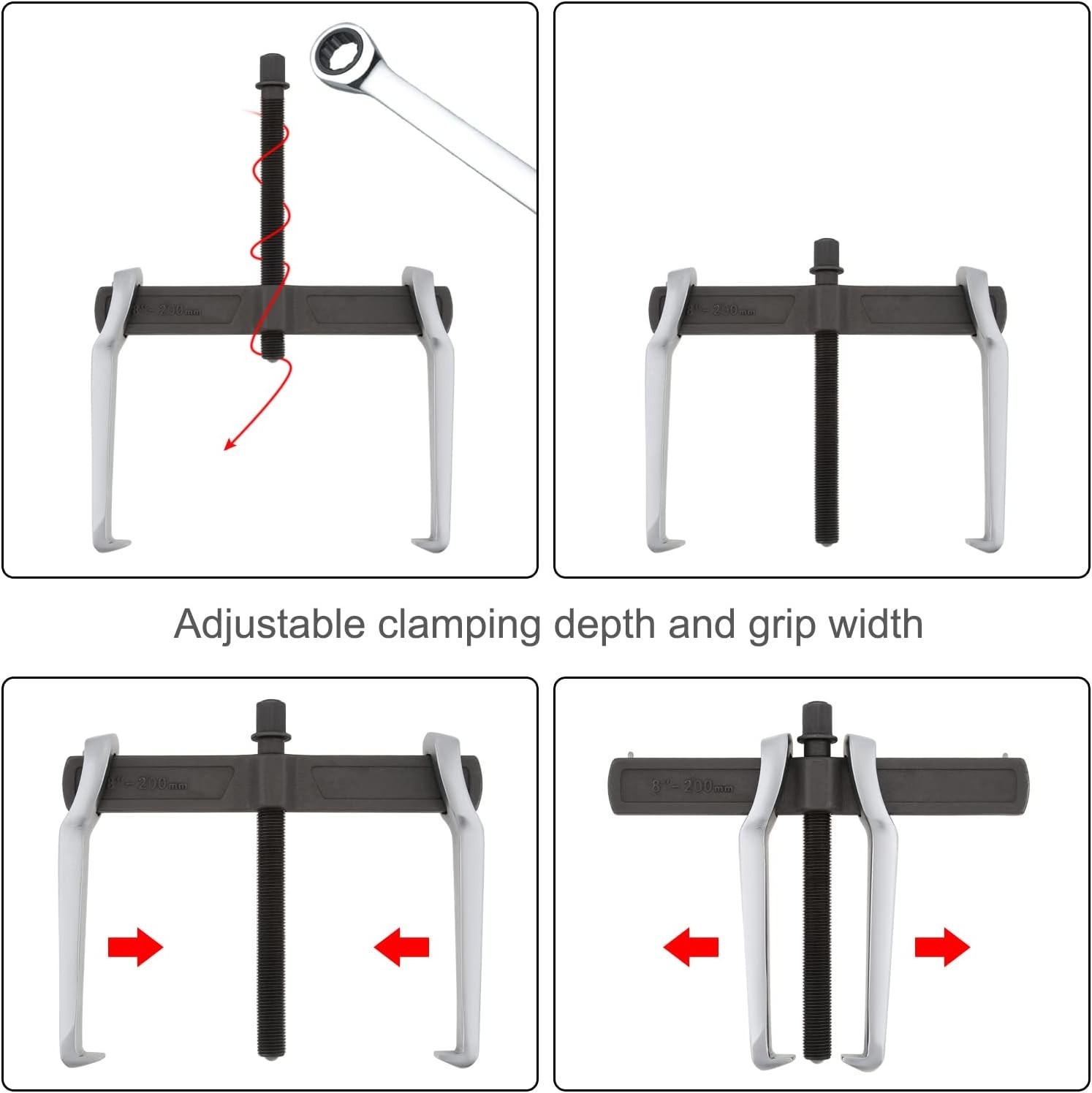 8 Inch 2-Jaw Gear Puller, Adjustable Bearing Puller Gears, Reversible Removal…