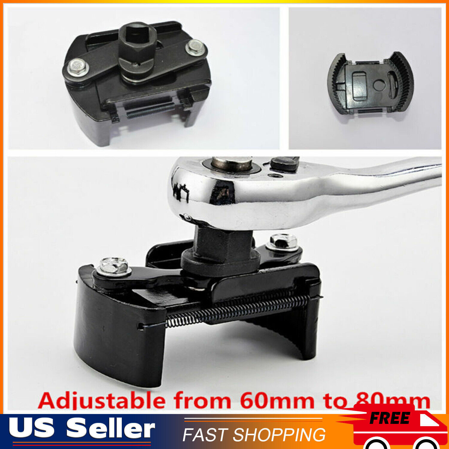 Oil Filter Wrench 2-3/8 to 3-1/8 inch 60mm-80mm Universal Removal Tool 1/2»
