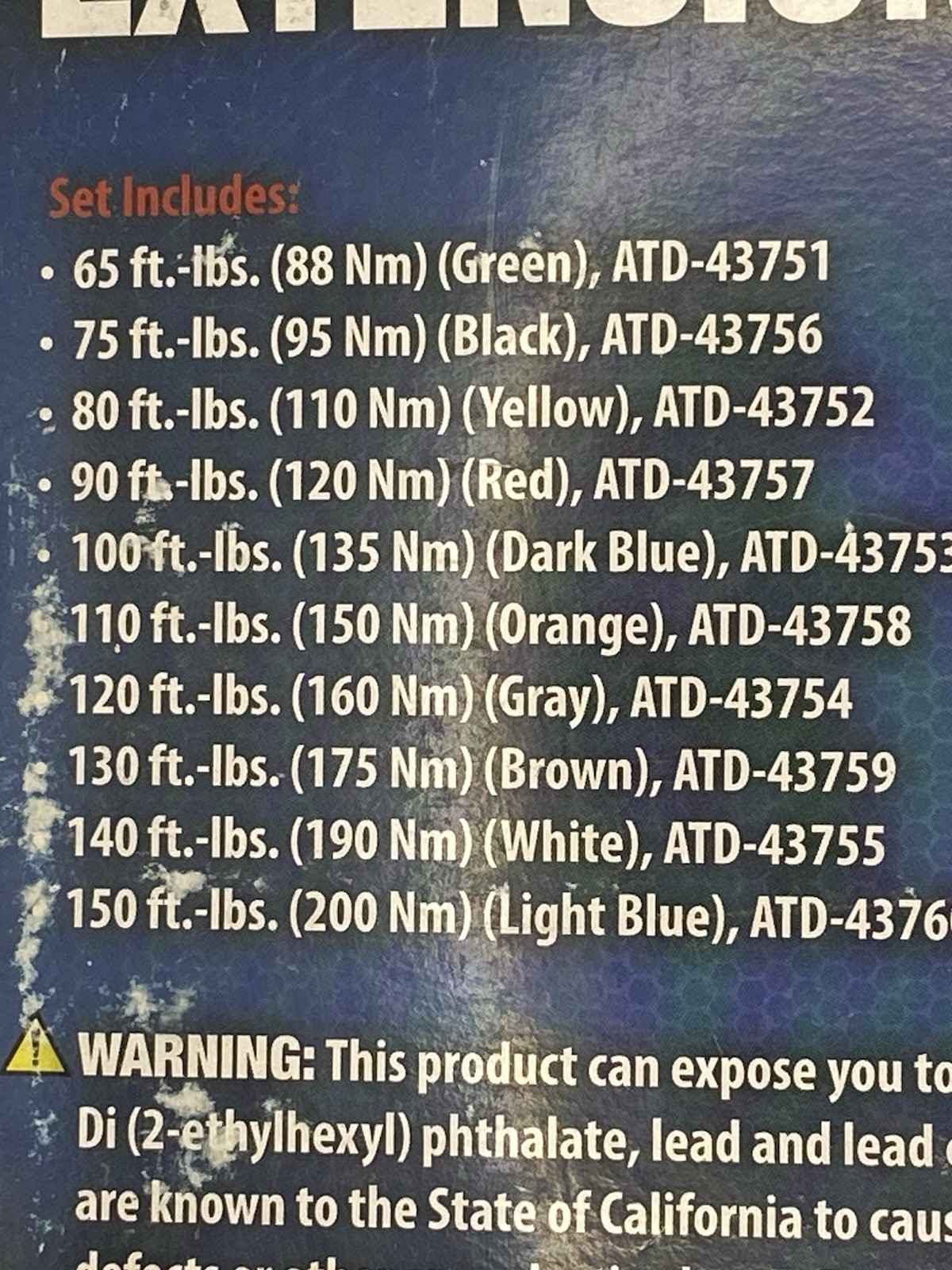 NEW ATD 4380 – 10 Pc. 1/2in. Dr. Wheel Torque Extension Set