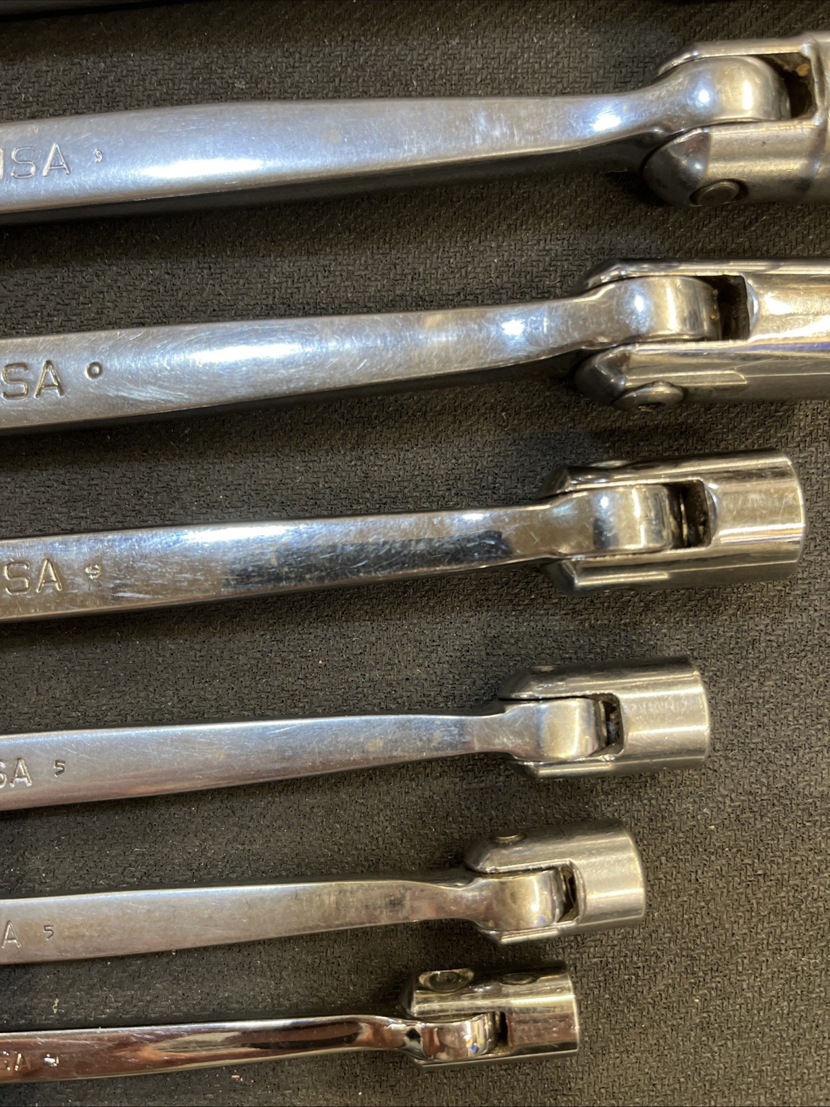 Snap On 7 Piece SAE Flex Head Open End Wrench Set 3/8-3/4 FHO607B With 5/16”