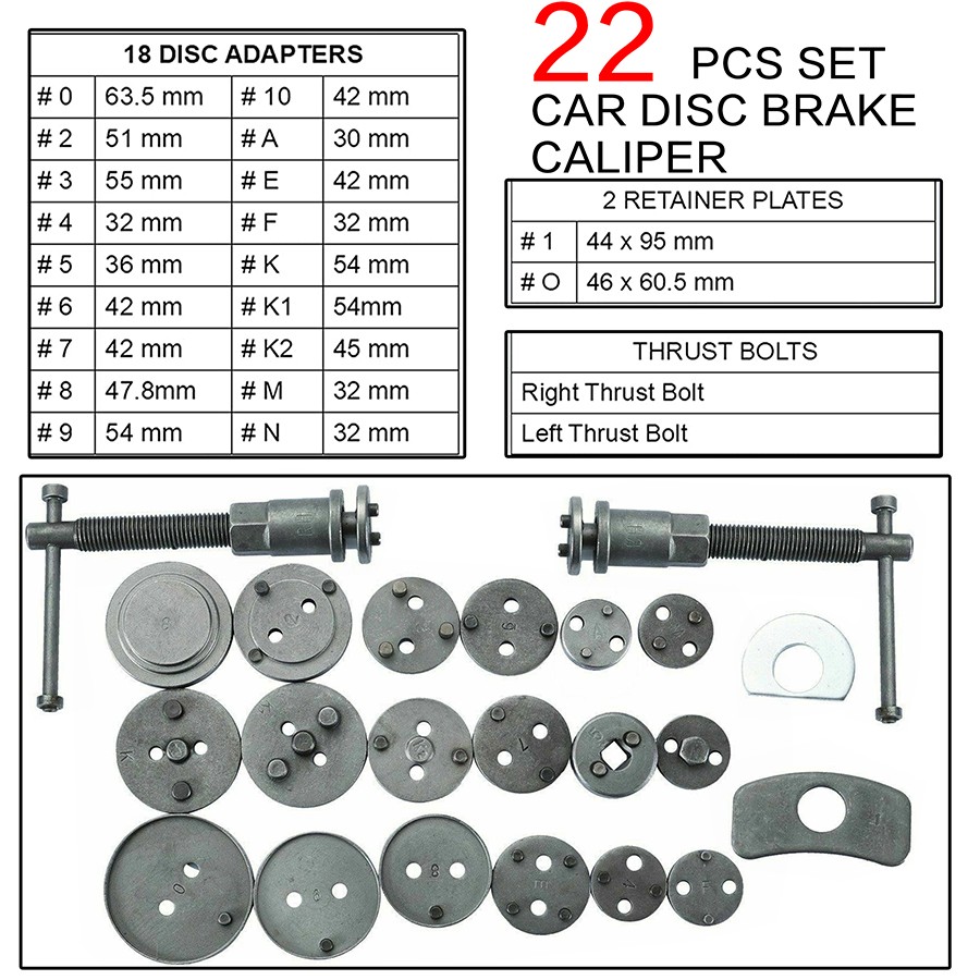 VLAND UNIVERSAL CAR DISC BRAKE CALIPER PISTON REWIND WIND BACK TOOL 22 PCS SET