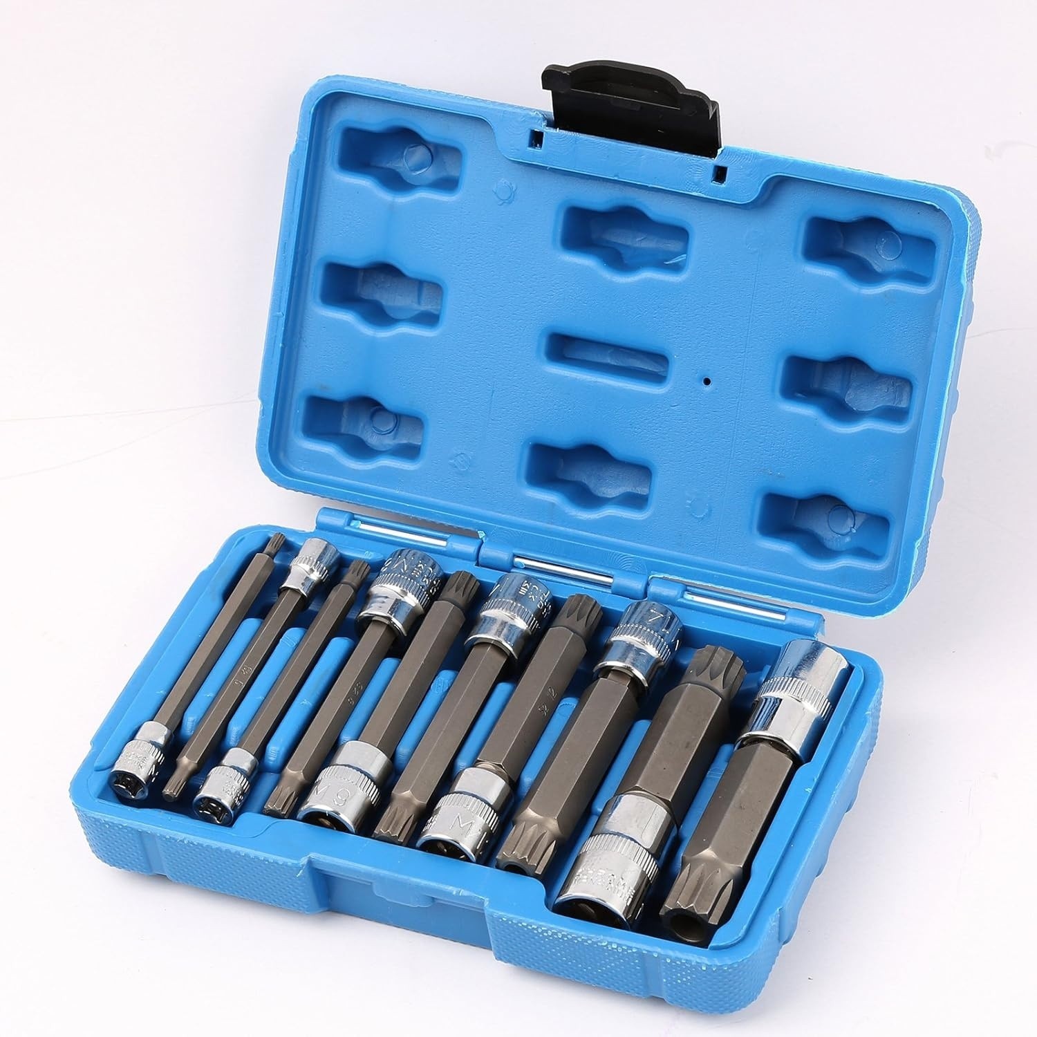 10PCS XZN Triple Square Socket Kit Spline Bit Socket Set Tamper-Proof 4-Inch L