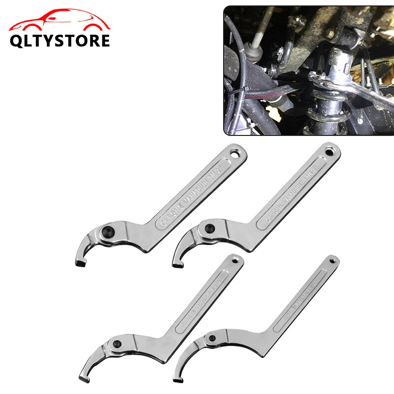 4pcs Adjustable Hook Wrench 19–170mm C Flat Spanner Tool Slotted Retaining