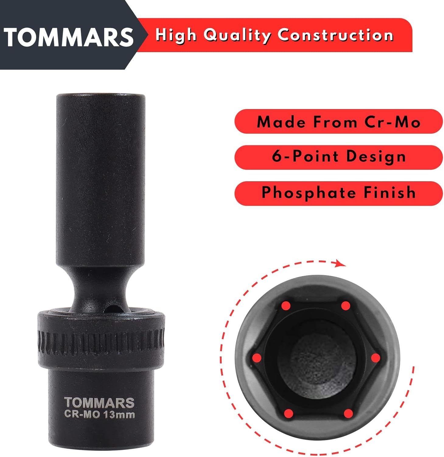 3/8″ Drive Universal Swivel Impact Socket Set Deep 6Point Wobble Flexible Socket