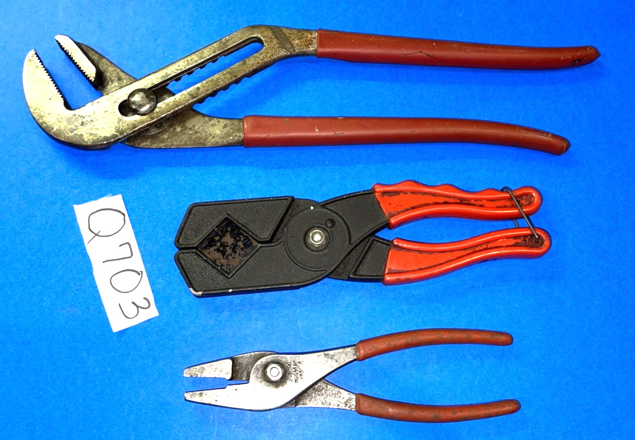 SNAP-ON & BLUE-POINT TOOLS 3 PC HOSE CUTTERS, ADJUSTABLE JAWS, HOSE CLAMP PLIERS