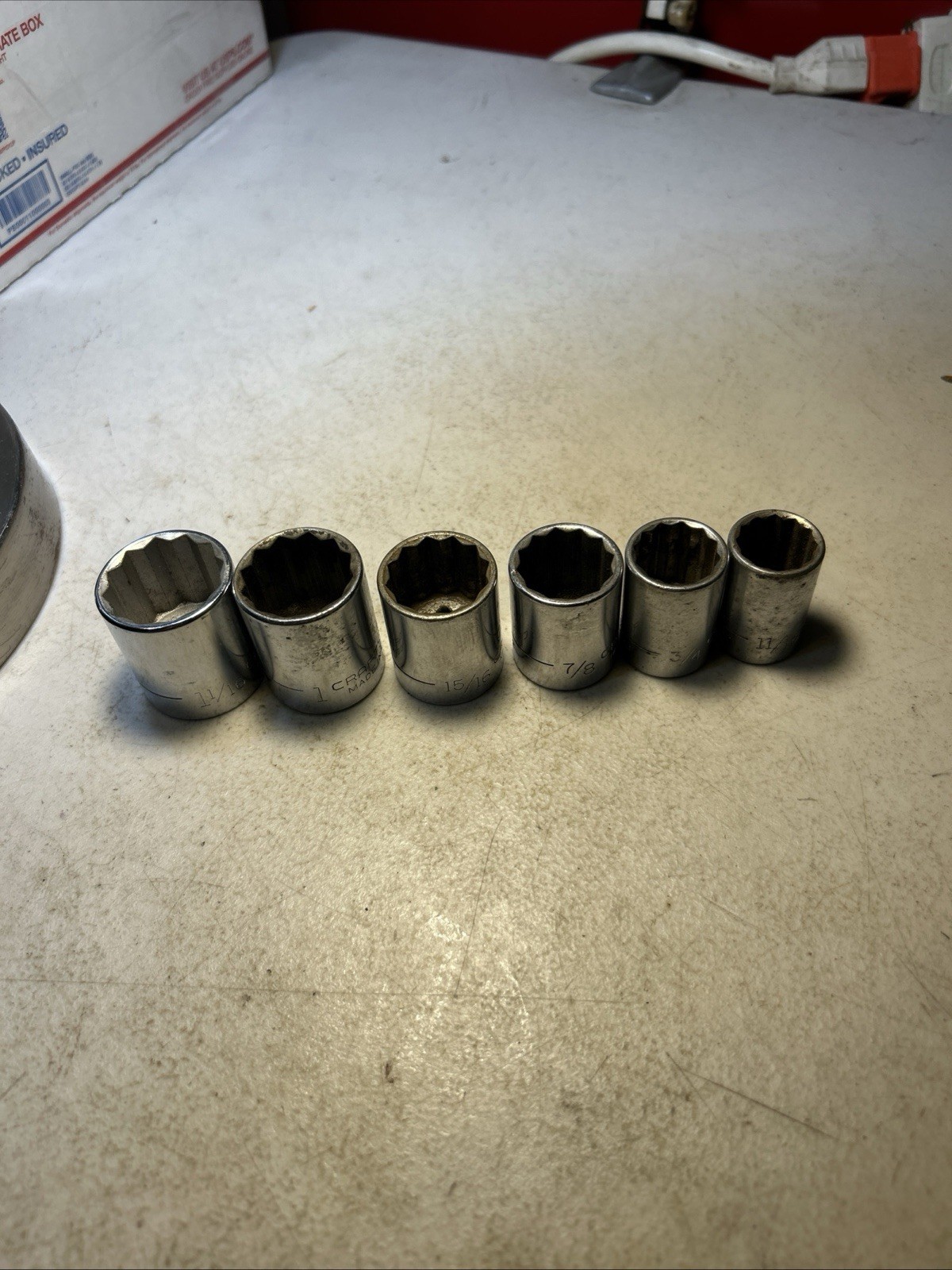 Craftsman- Lot Of 6 VINTAGE Shallow Sockets,1/2″ Drive,12pt, -V- Series