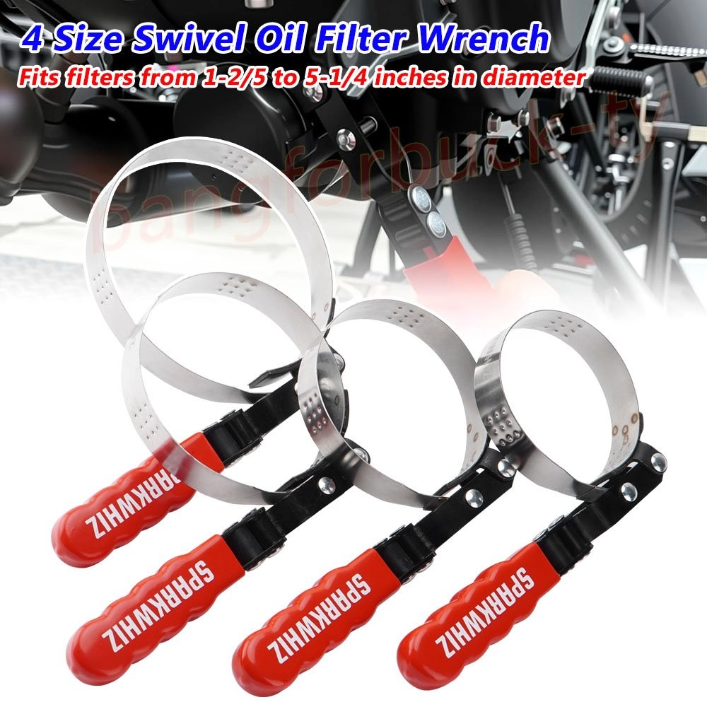 4Pcs Swivel Oil Filter Wrench Set 2-3/4″ – 5-1/4″ 4 Size Oil Filter Strap Wrench