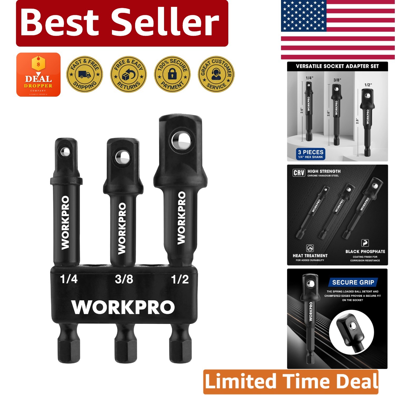 Versatile Socket Adapter Extension Set with Holder: Perfect for Home Improvement