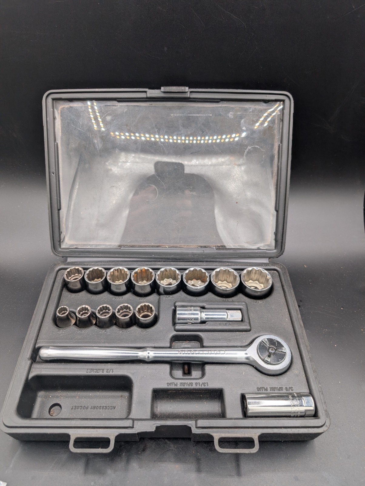 Craftsman 17Pc 1/2″ Drive Ratchet Socket Set Vtg 34830 USA – Read Description