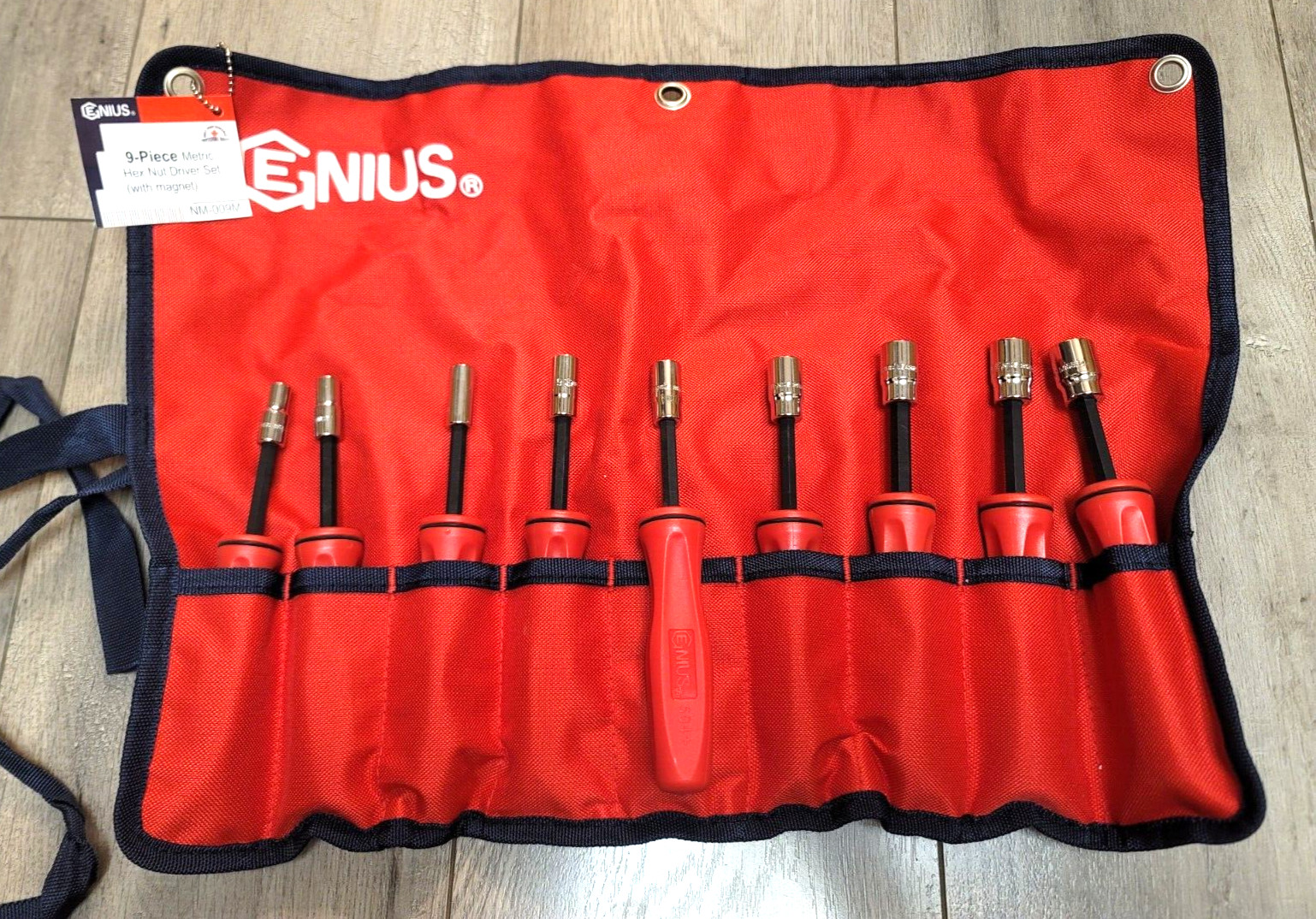 Genius Tools 9pc Professional Magnetic Metric Nut Driver Set 6-14MM #NM-009M