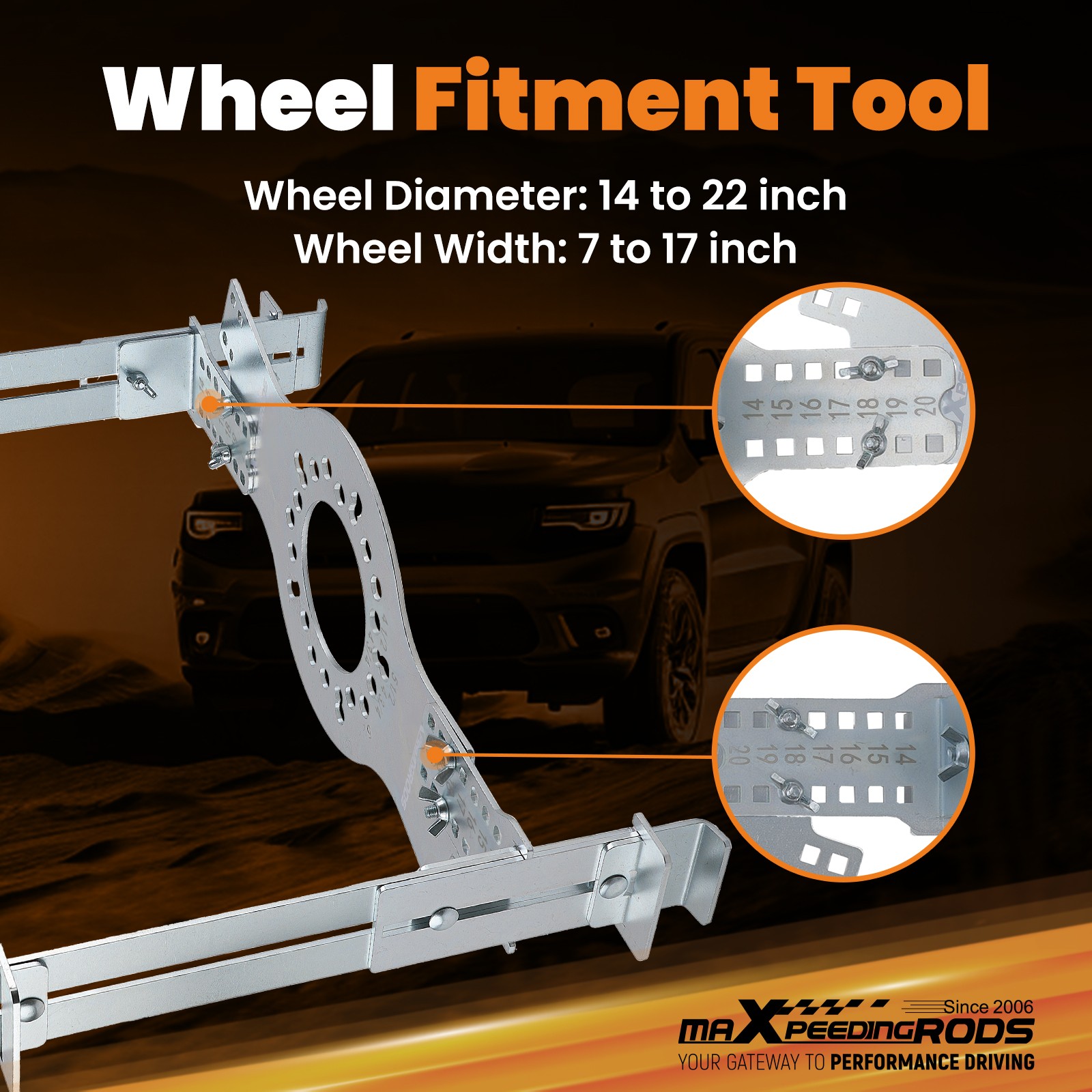 Wheel Fitment Simulator Tool Tire Size Test Measuring Mockup 5-Lug 6-Lug 14″-22″