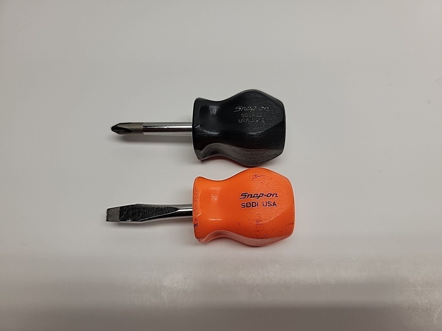 Snap On Tools ORIGINAL Stubby Screwdriver Set SDD1 & SDDP22 Orange/Black Handle