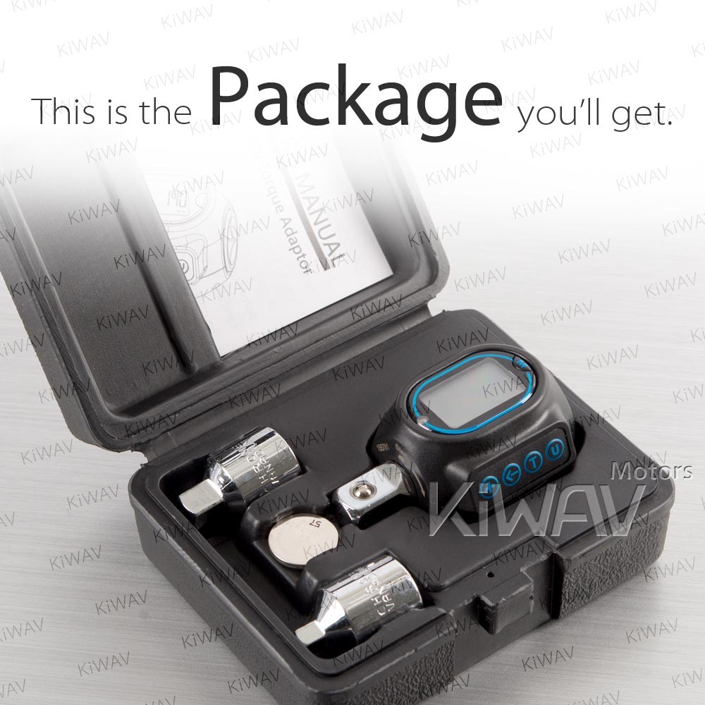 KiWAV digital torque wrench adapter 1/2″ 3/8″ 1/4″ sq drive 3-200Nm