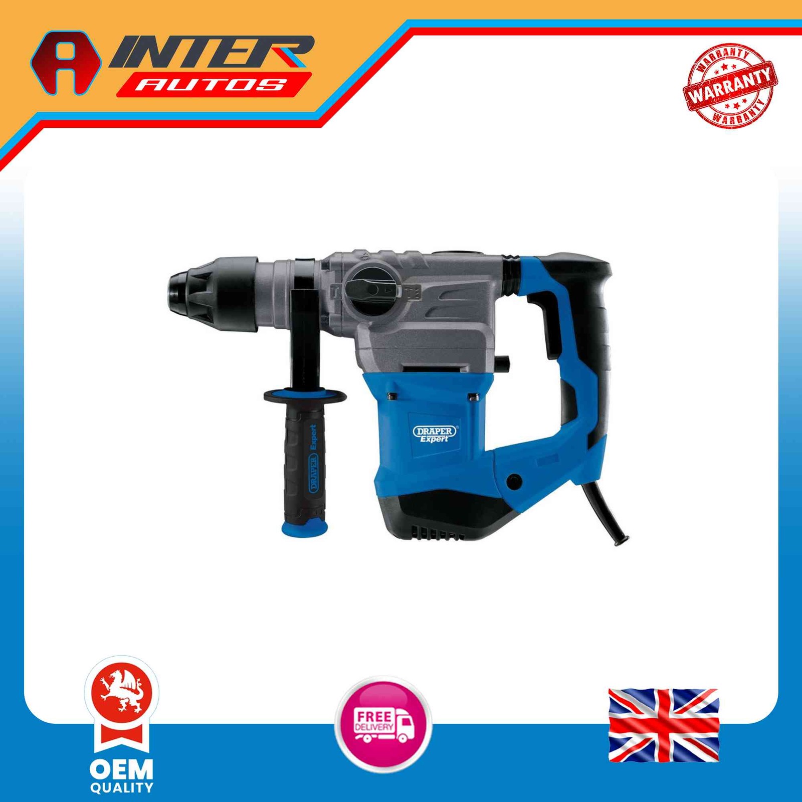 Draper Expert 230V SDS+ Rotary Hammer Drill, 1500W, 5.2kg 56405