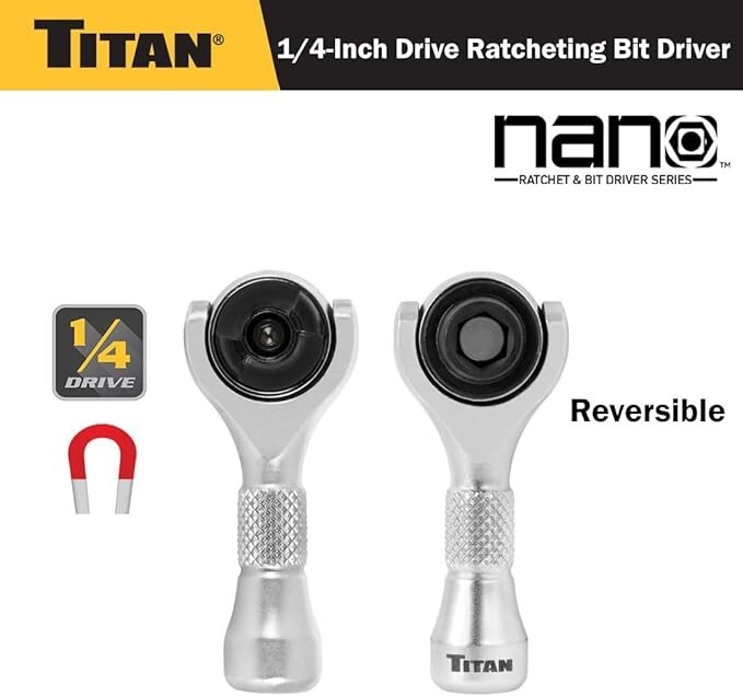 Titan 2 pc. Nano Swivel Ratchet & Bit Driver Set