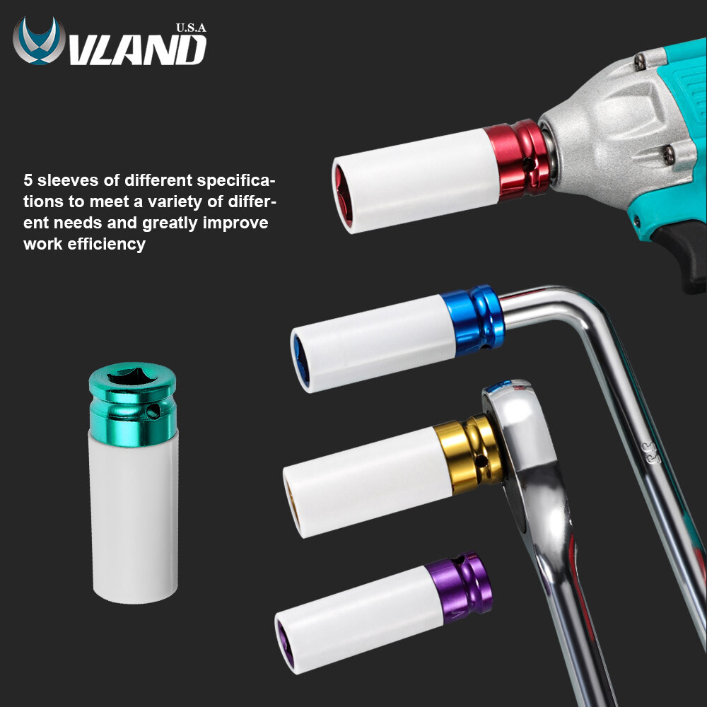 5Pcs/Set Lug Nut Socket Impact Socket 1/2″ Wheel Protector 15/17/19/21/22mm
