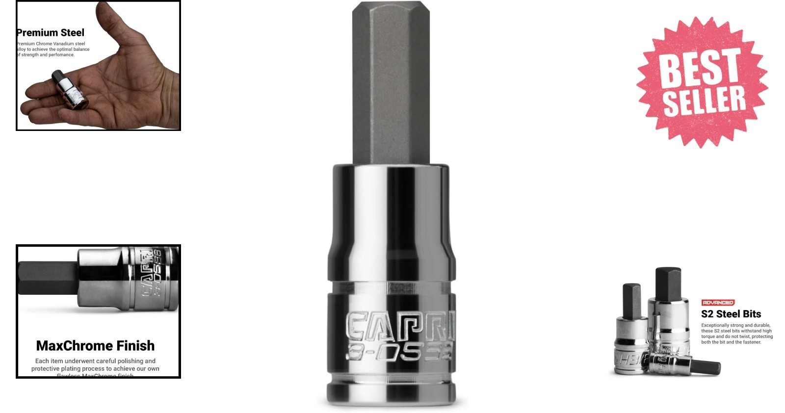 1/4-Inch Hex Bit Socket Compatible with Drills and Impact Drivers – S2 Steel