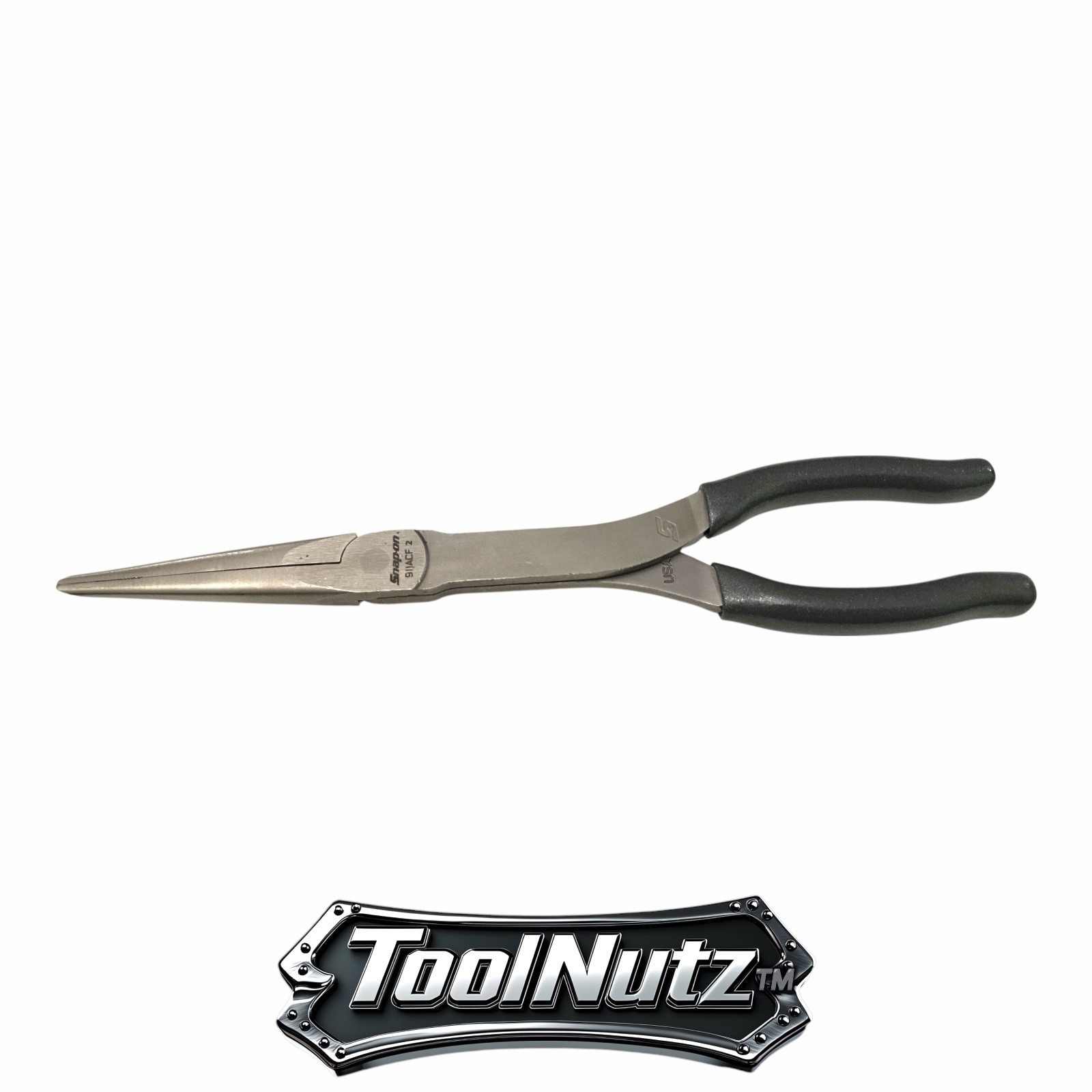 Snap-on Tools NEW 911ACFDT 11″in. GRAY Soft Grip Rounded Jaw Needle Nose Pliers