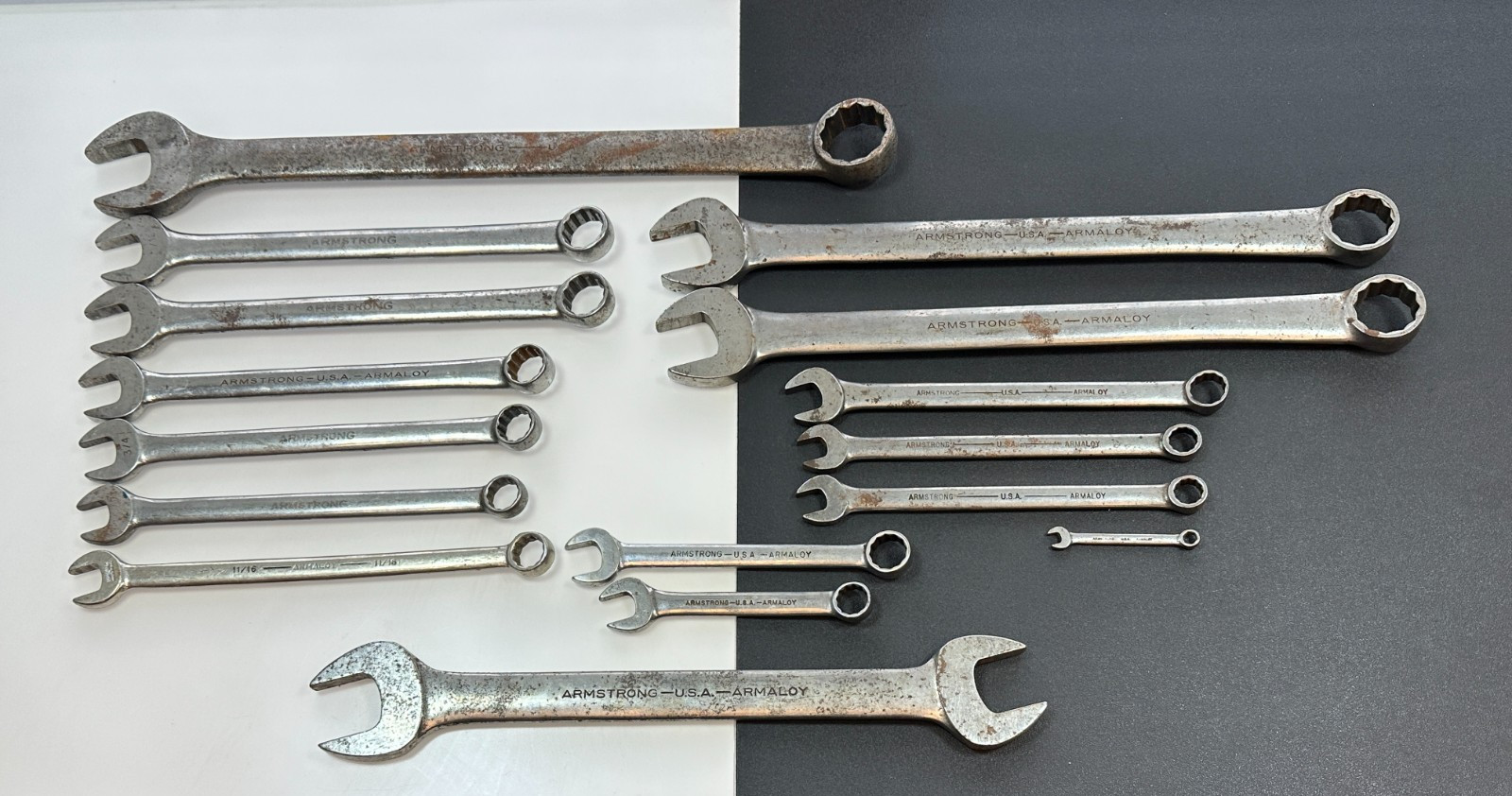 🇺🇸Armstrong Tools USA 16pc Mixed Wrench Lot Including 1-1/2 & 32mm Large Sizes