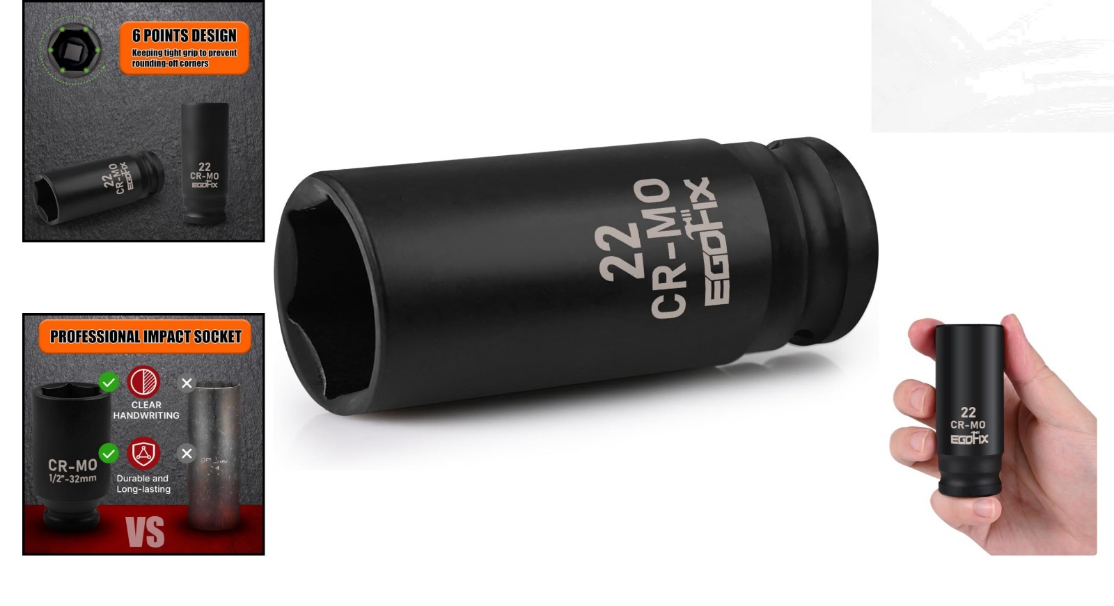 Heavy-Duty 22mm Deep Impact Socket – 1/2