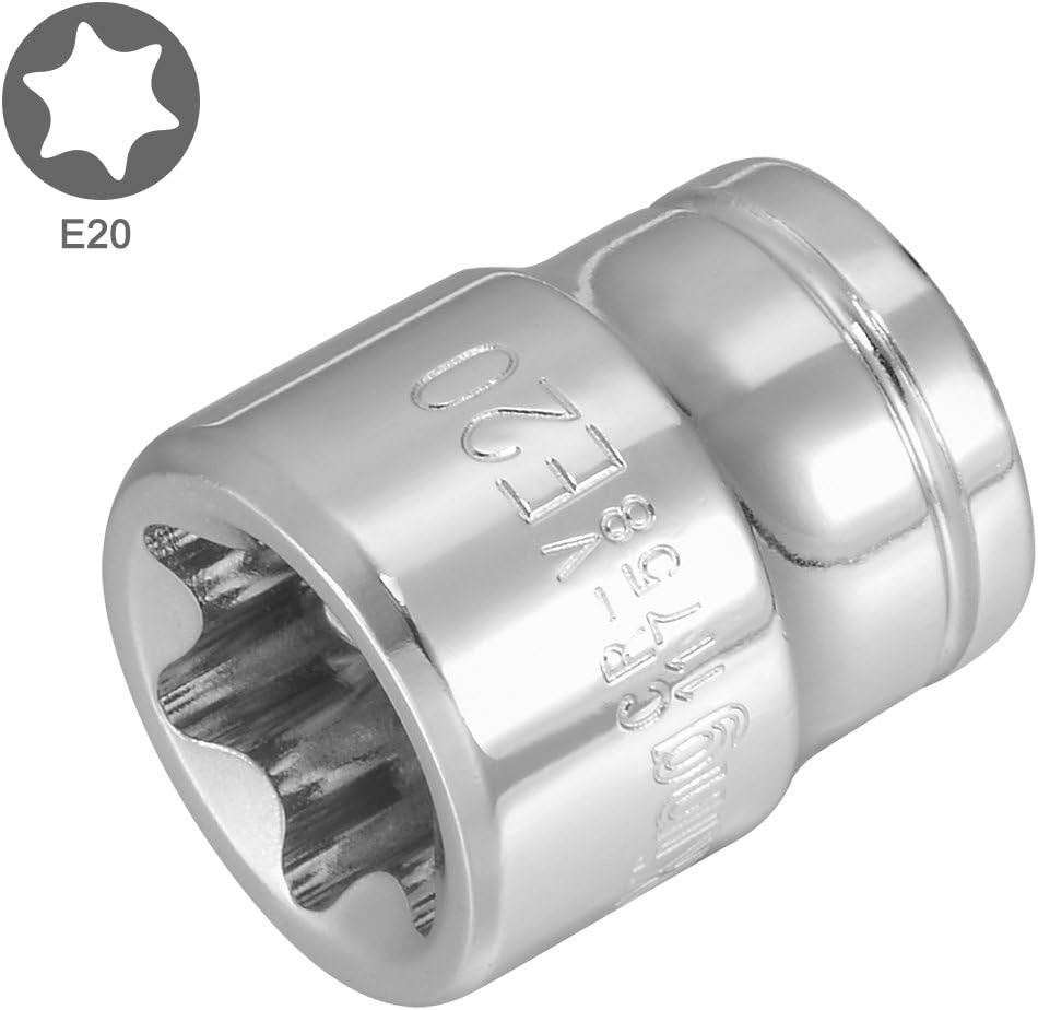 uxcell 3/8-inch Drive E20 External Torx Shallow Socket, Cr-V Steel One Size