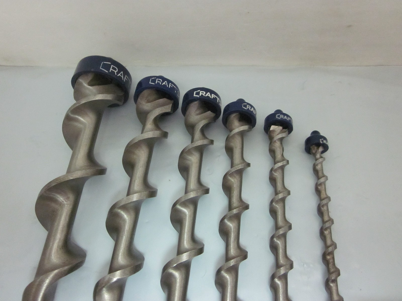 Vtg Craftsman Set Of 6 Auger Drill Bits W/Metal Wall Mount 1/4″ to 1″ USA