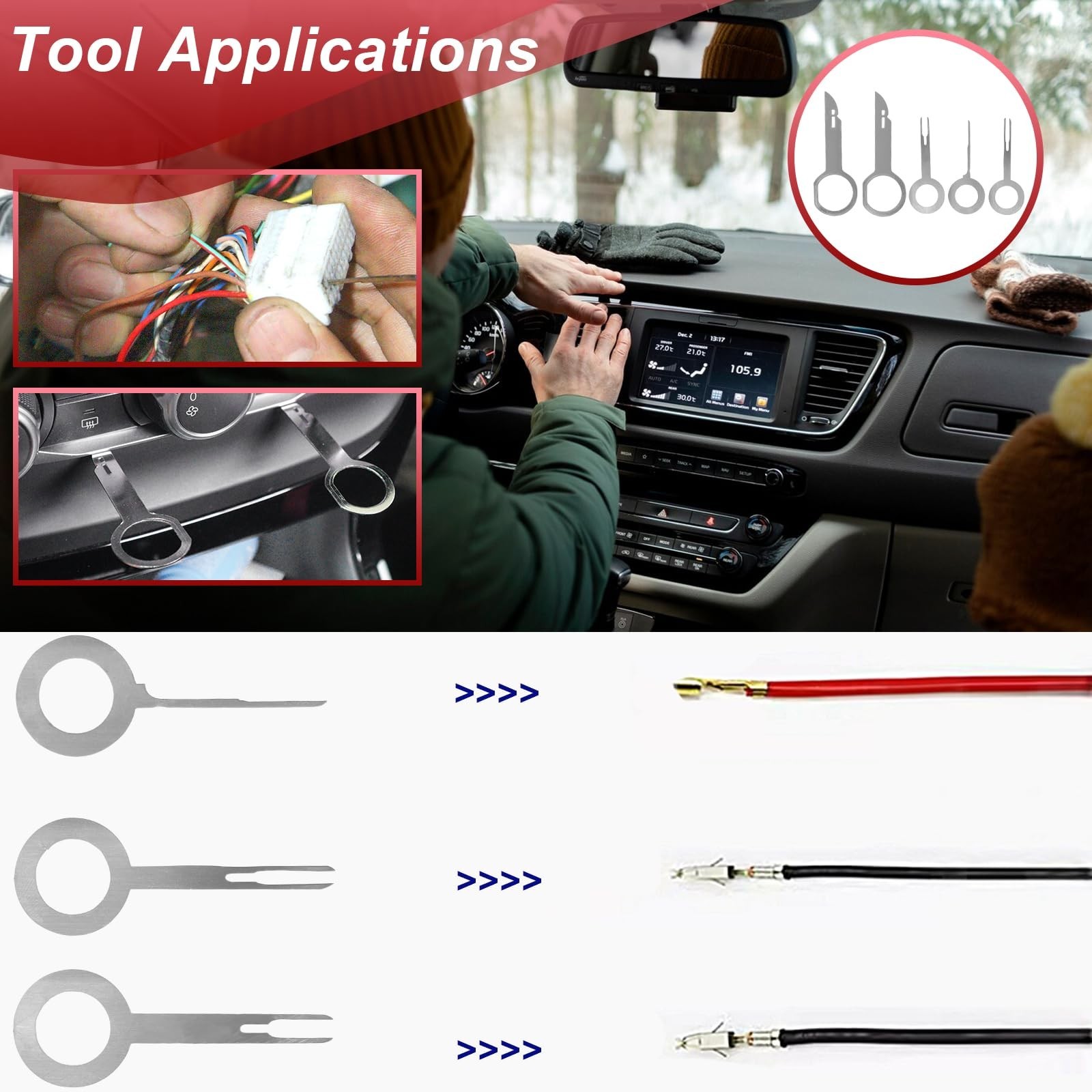 19Pcs Car Trim Removal Tool Set, Auto Clip Pliers & Pry Tool Kit for Dash, Panel