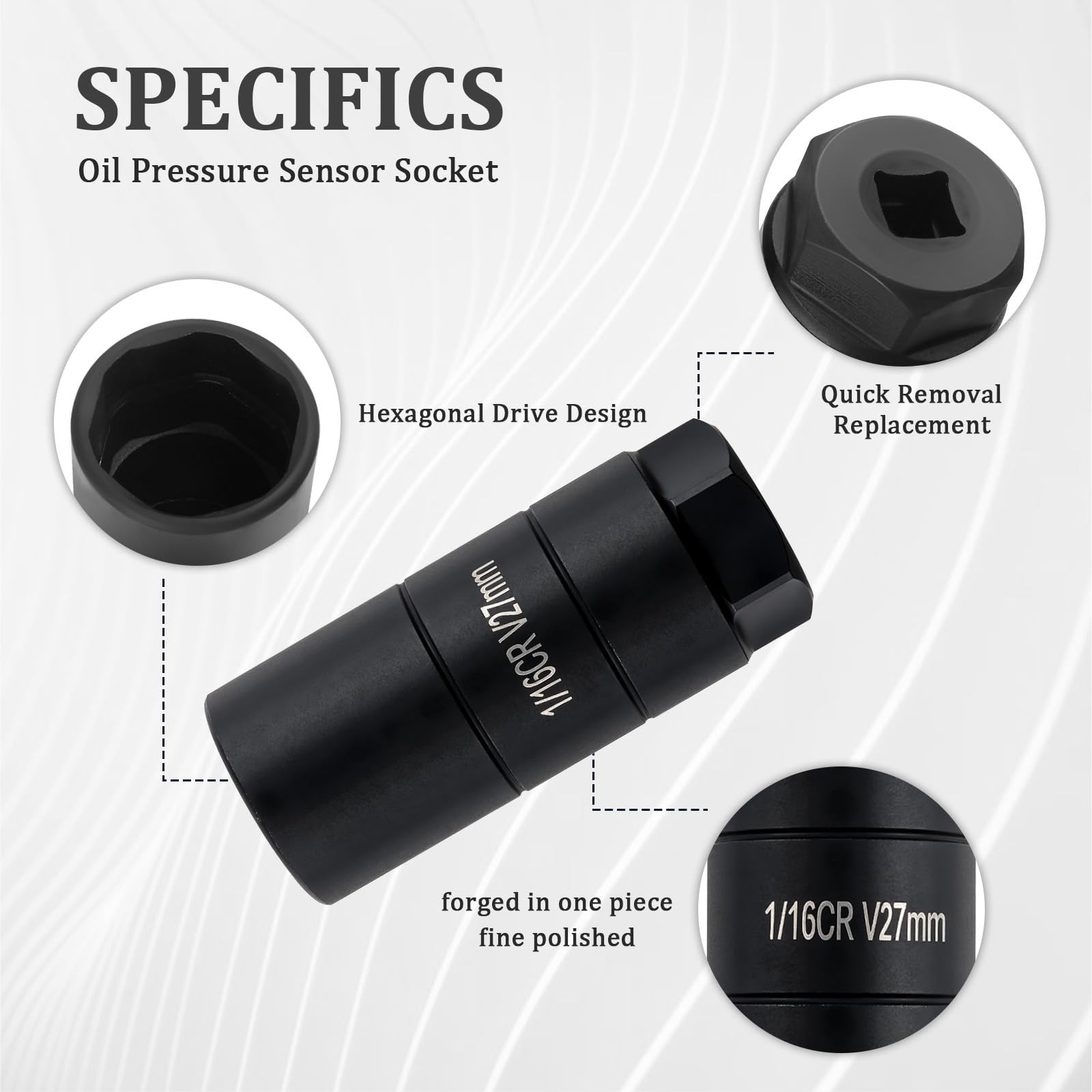 Oil Pressure Sensor Socket,Hexagonal Drive27mm Socket for Removing Oil Sendin…
