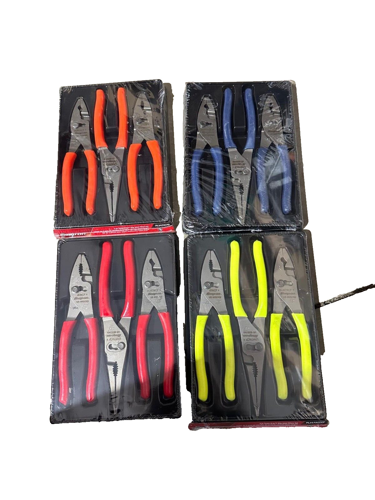 PICK COLOR SET Snap on USA NEW RED, HIGH VIZ, BLUE, ORANGE3pc Plier Set PL347ACF