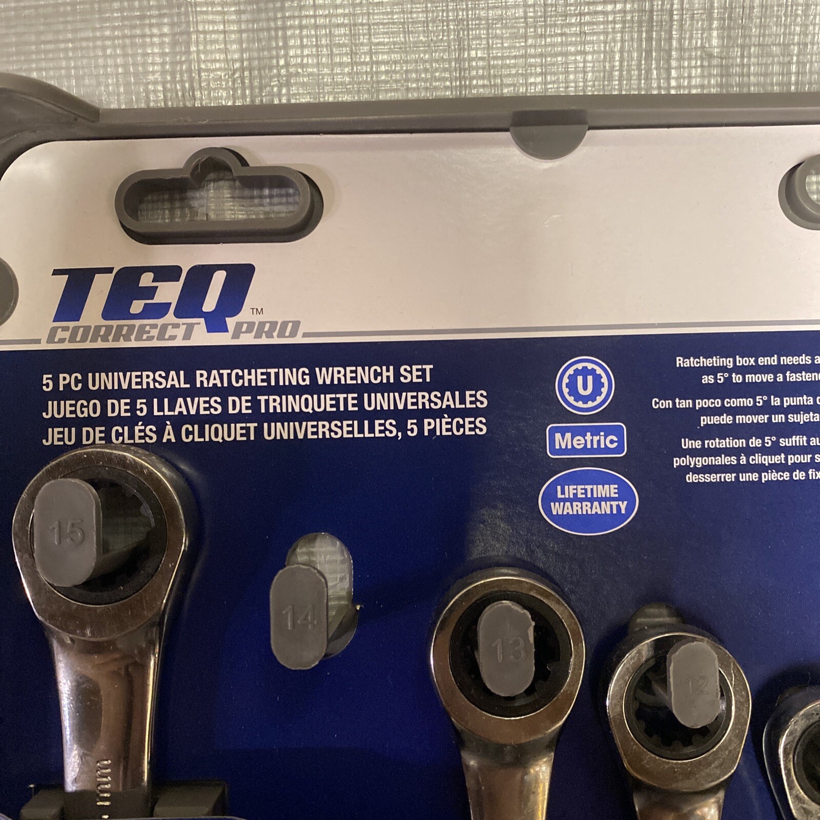TEQ Correct Pro – 5 Pc Universal Ratcheting Wrench Set – Metric – TP85591A