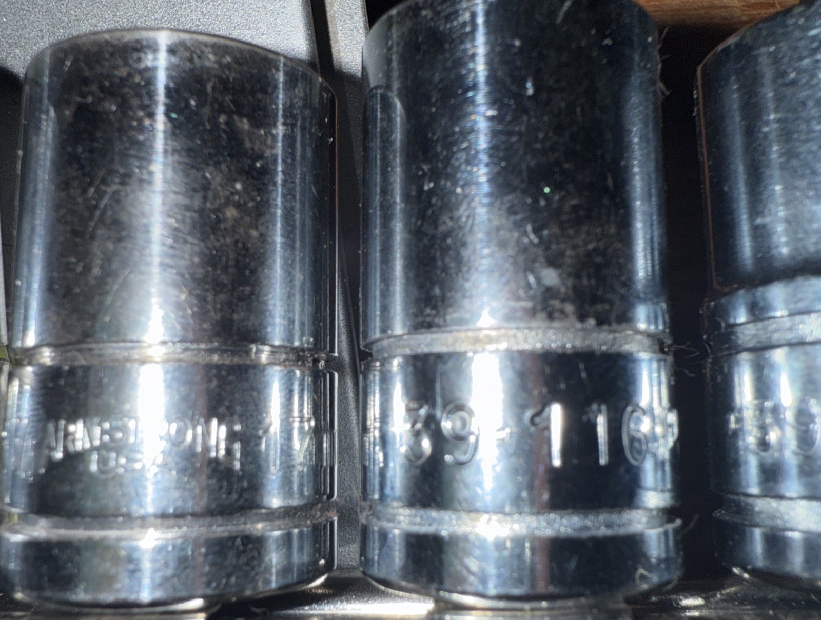 VINTAGE ARMSTRONG 15pc 1/2” Dr CHROME METRIC SOCKET SET STD 10mm – 32mm W/ RAIL