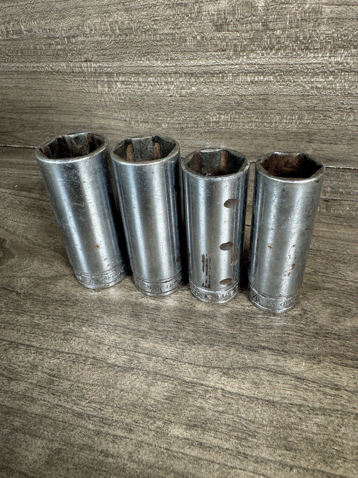 Snap On 3/8” Drive Sockets SFS281 SFS261 SFS241 SFS221 SAE 7/8 13/16 3/4 11/16