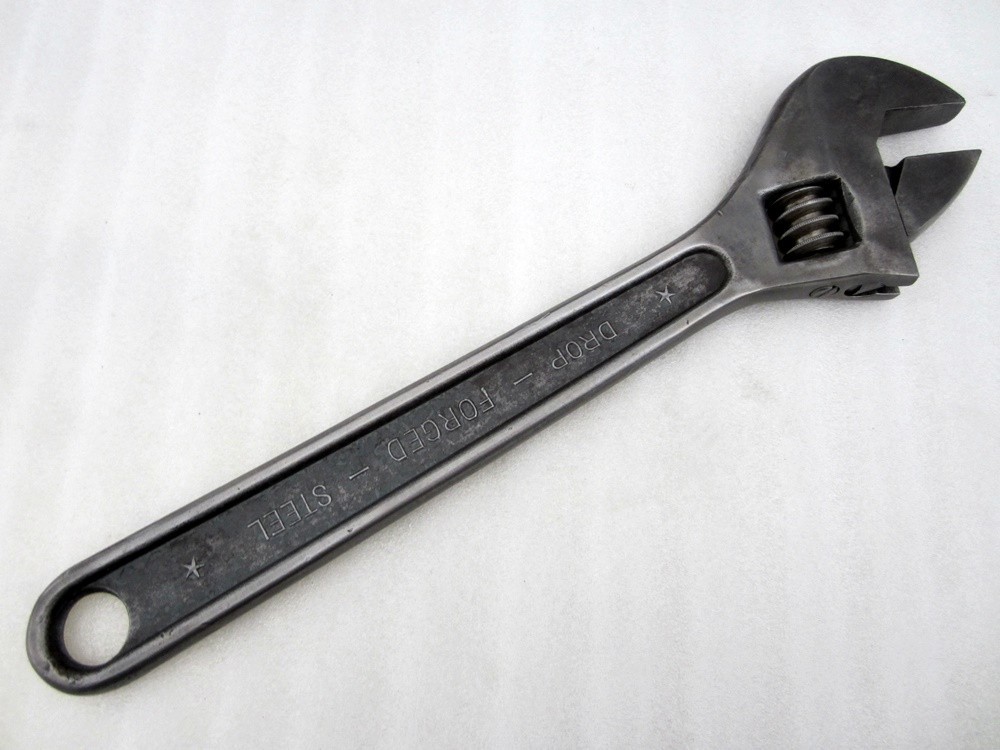 Vintage 12″ German Adjustable Wrench Thick Jaws Made in Germany