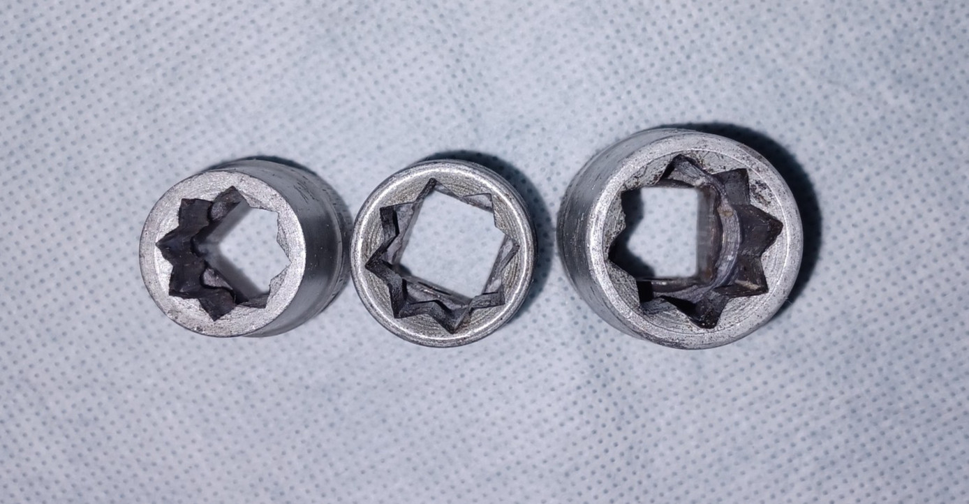 Lot Of 3 Snap On 1/2″ Drive 8-Point Double Square Sockets ~ No 414 416 & 418