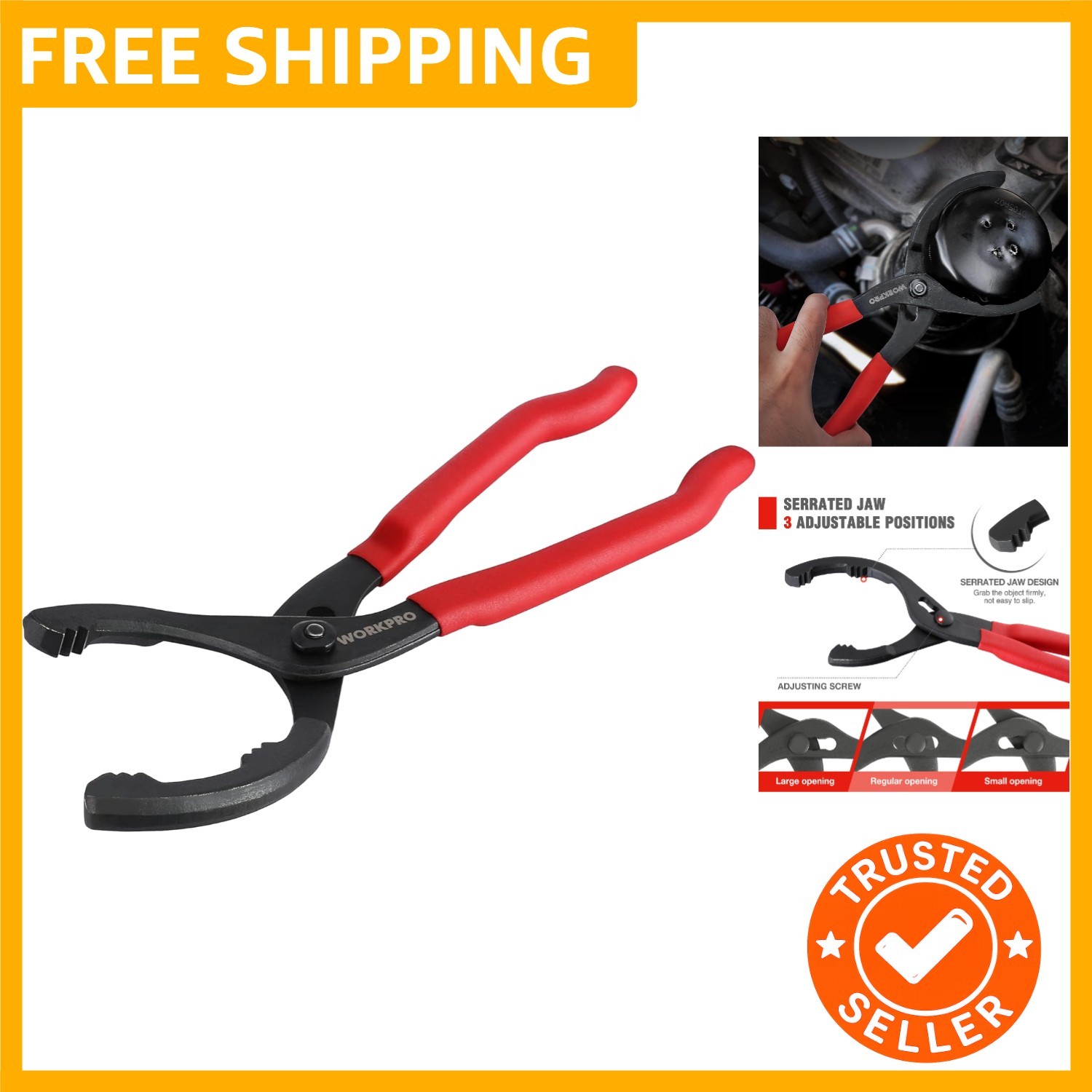 12″ Adjustable Oil Filter Pliers, Wrench Adjustable Oil Filter Removal Tool, …