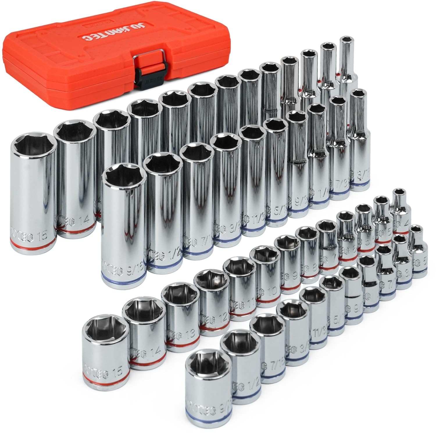 47-Piece Impact Socket Set – 1/4″ Drive Deep & Shallow SAE/Metric, 6 Point CR-V