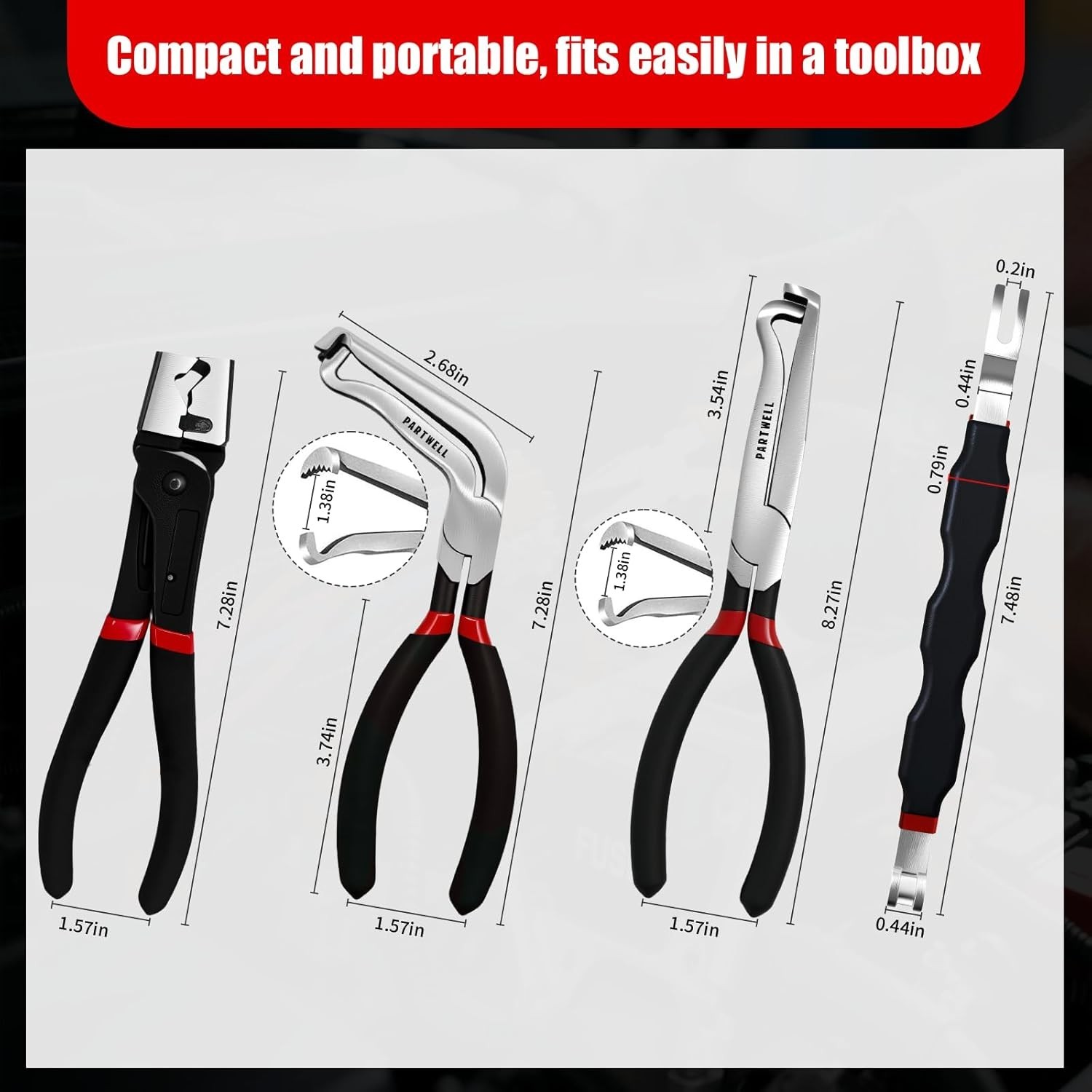 High Carbon Steel Electrical Disconnect Pliers Set: 4PC Car Repair Tool Kit