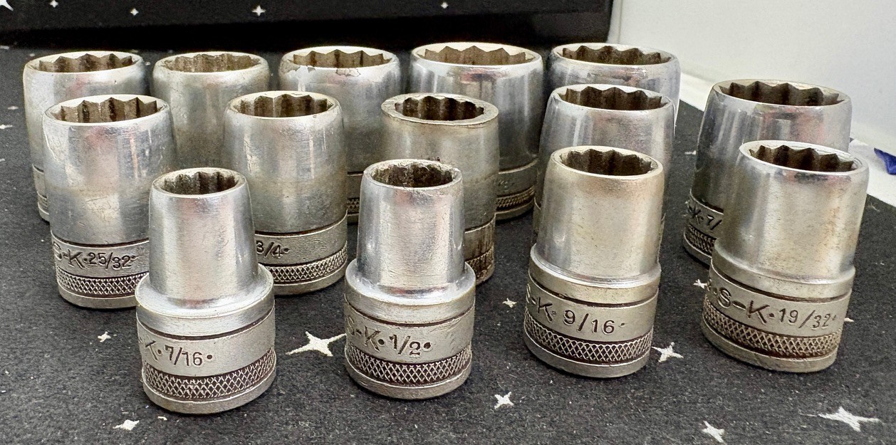 VTG S-K Tooks 14 Piece Set 12 Point Sockets 7/16″ To 1-1/8″ 40114-40136 USA
