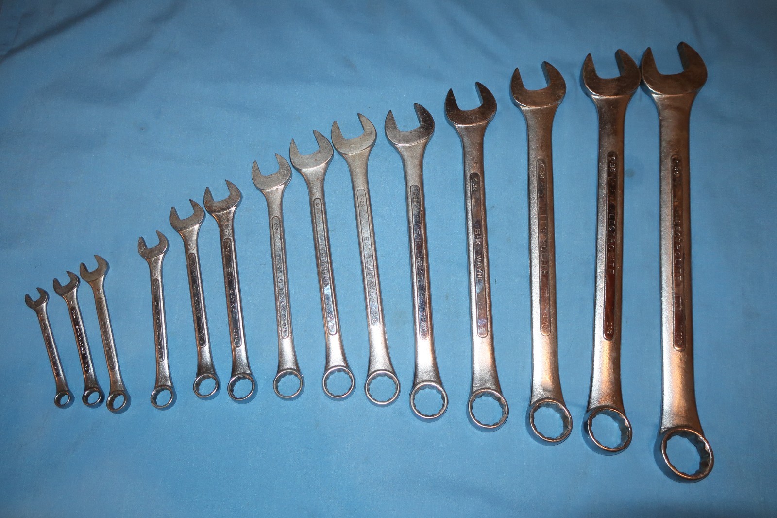 Lectrolite #1714R S-K Wayne Tools 14 Piece Combination Wrench Set w/Storage Roll