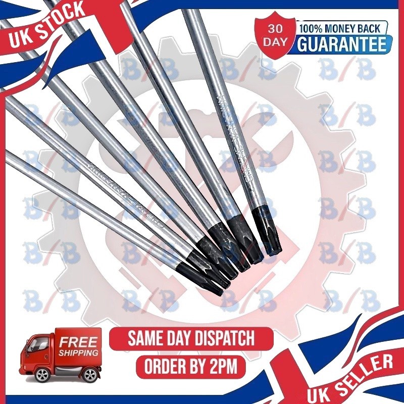 6PC MAGNETIC TIP SCREWDRIVERS EXTRA LONG REACH TORX STAR DRIVE T10-T30 6 POINTED