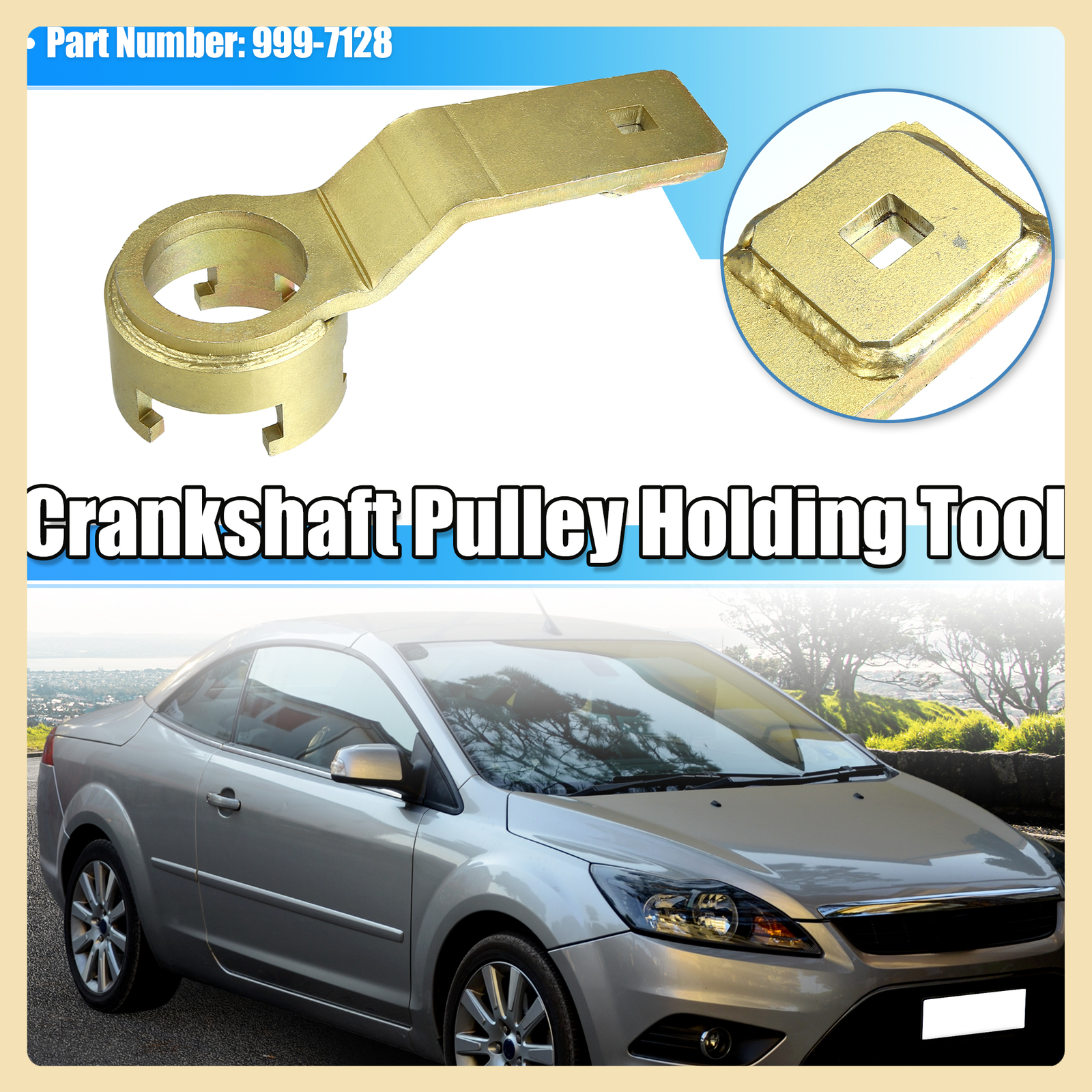Crankshaft Pulley Holding Tool Replacement for Ford 1.8 Bronze Tone Item of 1